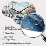 Birch Woods Winter Whispers IV - Asymmetric Metal Wall Clock