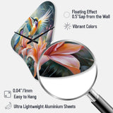 Tropical Flowers with Beautiful Bird - Asymmetric Metal Wall Clock