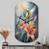 Tropical Flowers with Beautiful Bird - Asymmetric Metal Wall Clock