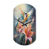 Tropical Flowers with Beautiful Bird - Asymmetric Metal Wall Clock