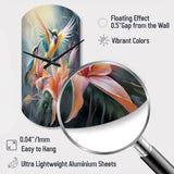 Tropical Flowers with Beautiful Bird - Asymmetric Metal Wall Clock