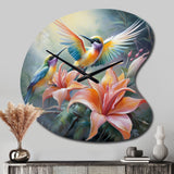Tropical Flowers with Beautiful Bird - Asymmetric Metal Wall Clock