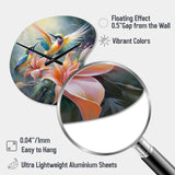 Tropical Flowers with Beautiful Bird - Asymmetric Metal Wall Clock
