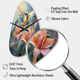 Tropical Flowers with Beautiful Bird - Asymmetric Metal Wall Clock