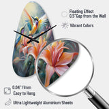 Tropical Flowers with Beautiful Bird - Asymmetric Metal Wall Clock