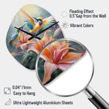 Tropical Flowers with Beautiful Bird - Asymmetric Metal Wall Clock