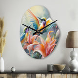Tropical Flowers with Beautiful Bird - Asymmetric Metal Wall Clock