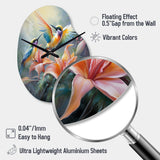 Tropical Flowers with Beautiful Bird - Asymmetric Metal Wall Clock