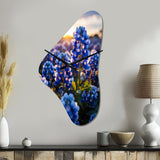 Bluebonnets Flower Blissful II - Asymmetric Metal Wall Clock