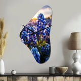 Bluebonnets Flower Blissful II - Asymmetric Metal Wall Clock