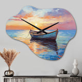 Boat Seascape Impression I - Asymmetric Metal Wall Clock