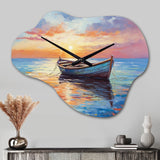 Boat Seascape Impression I - Asymmetric Metal Wall Clock