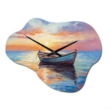 Boat Seascape Impression I - Asymmetric Metal Wall Clock