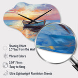 Boat Seascape Impression I - Asymmetric Metal Wall Clock