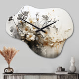 Bohemian Earthly Floral Collage I - Asymmetric Metal Wall Clock