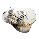 Bohemian Earthly Floral Collage I - Asymmetric Metal Wall Clock