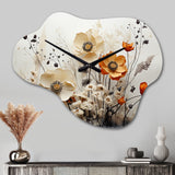 Bohemian Earthly Floral Collage II - Asymmetric Metal Wall Clock