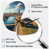 Boston Beautiful Cityscape Spot II - Asymmetric Metal Wall Clock
