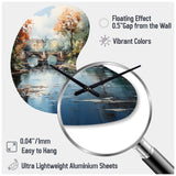 Beige Bridge Impressionist Waterscape An - Asymmetric Metal Wall Clock