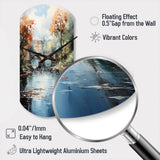Beige Bridge Impressionist Waterscape An - Asymmetric Metal Wall Clock