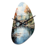 Beige Bridge Impressionist Waterscape An - Asymmetric Metal Wall Clock