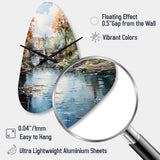Beige Bridge Impressionist Waterscape An - Asymmetric Metal Wall Clock