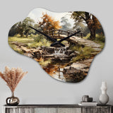 Green Bridge Rustic Charm An - Asymmetric Metal Wall Clock
