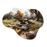 Green Bridge Rustic Charm An - Asymmetric Metal Wall Clock