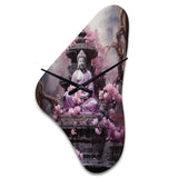 Pink Buddhism Buddhist Chanting - Asymmetric Metal Wall Clock
