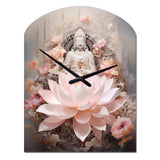 Pink Buddhism Lotus Of Wisdom - Asymmetric Metal Wall Clock