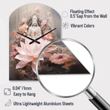 Pink Buddhism Lotus Of Wisdom - Asymmetric Metal Wall Clock