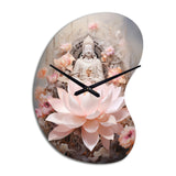 Pink Buddhism Lotus Of Wisdom - Asymmetric Metal Wall Clock