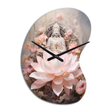 Pink Buddhism Lotus Of Wisdom - Asymmetric Metal Wall Clock