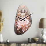 Pink Buddhism Lotus Of Wisdom - Asymmetric Metal Wall Clock
