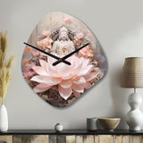 Pink Buddhism Lotus Of Wisdom - Asymmetric Metal Wall Clock
