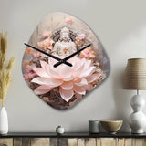 Pink Buddhism Lotus Of Wisdom - Asymmetric Metal Wall Clock
