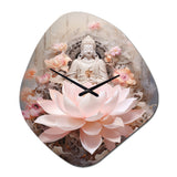 Pink Buddhism Lotus Of Wisdom - Asymmetric Metal Wall Clock