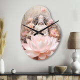 Pink Buddhism Lotus Of Wisdom - Asymmetric Metal Wall Clock