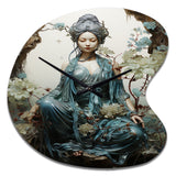 Teal Beige Buddhist Art Bodhisattva Compassion - Asymmetric Metal Wall Clock