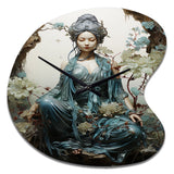 Teal Beige Buddhist Art Bodhisattva Compassion - Asymmetric Metal Wall Clock