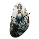 Teal Beige Buddhist Art Bodhisattva Compassion - Asymmetric Metal Wall Clock