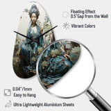 Teal Beige Buddhist Art Bodhisattva Compassion - Asymmetric Metal Wall Clock