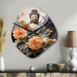 Coral Blue Buddhist Art Buddhas Serene - Asymmetric Metal Wall Clock