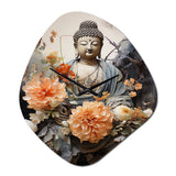 Coral Blue Buddhist Art Buddhas Serene - Asymmetric Metal Wall Clock