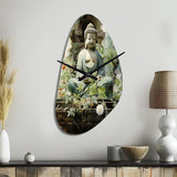 Green Buddhist Art Buddhas Serene I - Asymmetric Metal Wall Clock