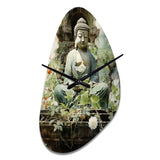 Green Buddhist Art Buddhas Serene I - Asymmetric Metal Wall Clock