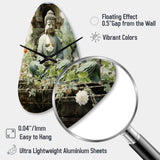 Green Buddhist Art Buddhas Serene I - Asymmetric Metal Wall Clock