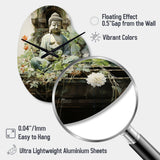 Green Buddhist Art Buddhas Serene I - Asymmetric Metal Wall Clock
