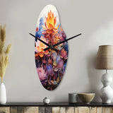 Orange Pink Buddhist Art Lotus Mandala - Asymmetric Metal Wall Clock