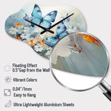Blue White Butterfly Symphony - Asymmetric Metal Wall Clock